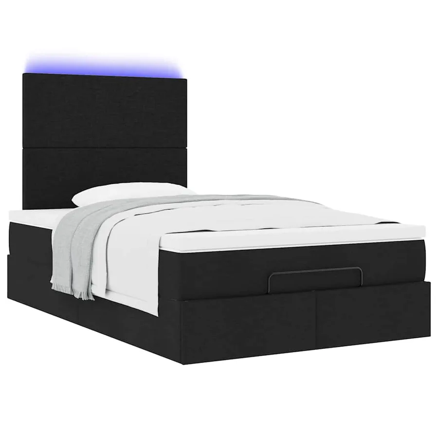 Cadre de lit ottoman avec matelas noir 120x190 cm tissu - 6