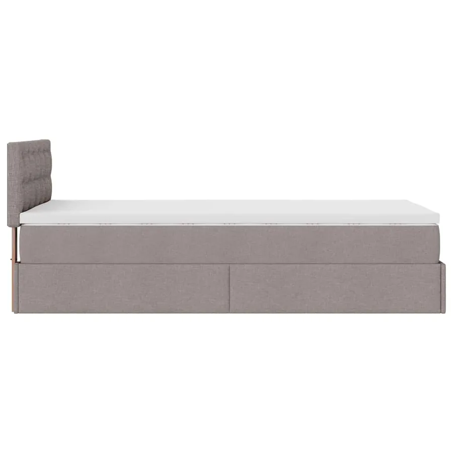 Lit ottoman avec matelas taupe 100x200 cm tissu - 11