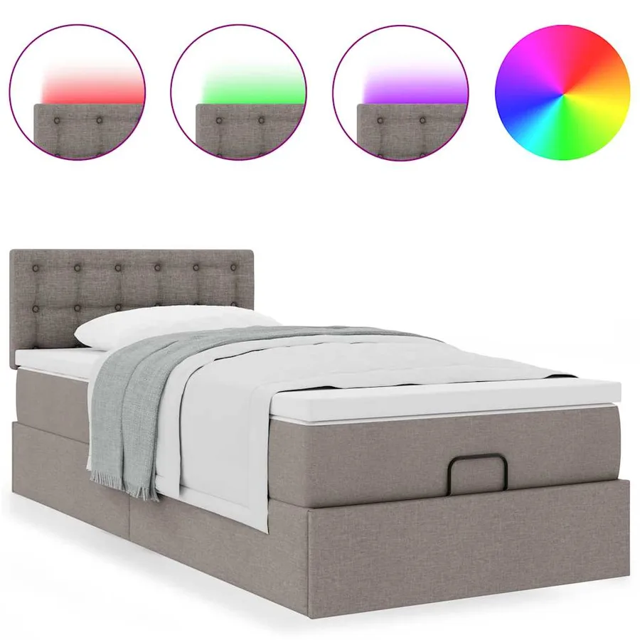 Lit ottoman avec matelas taupe 100x200 cm tissu - 5