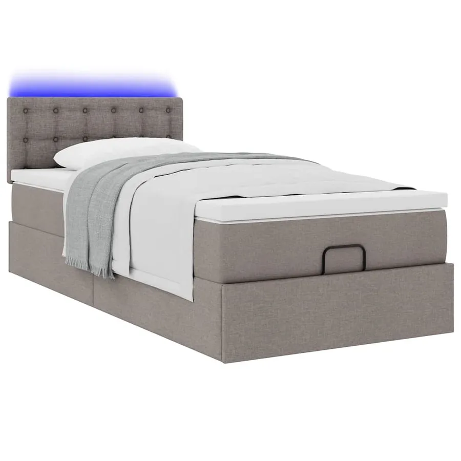 Lit ottoman avec matelas taupe 100x200 cm tissu - 6