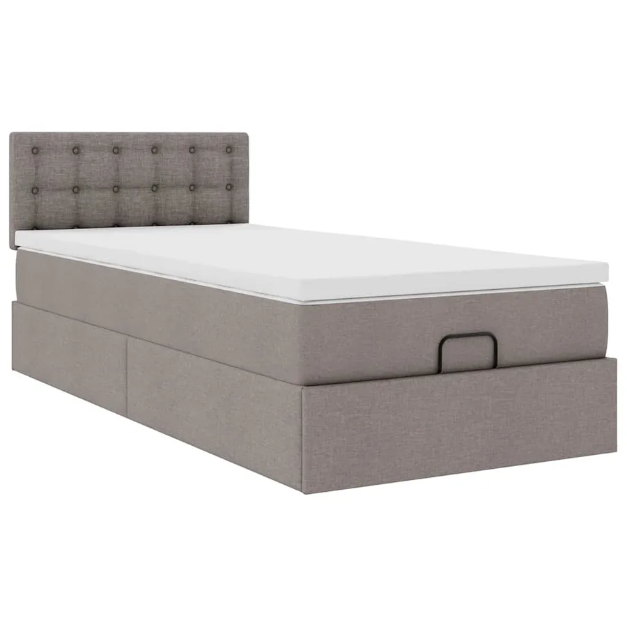 Lit ottoman avec matelas taupe 100x200 cm tissu - 7