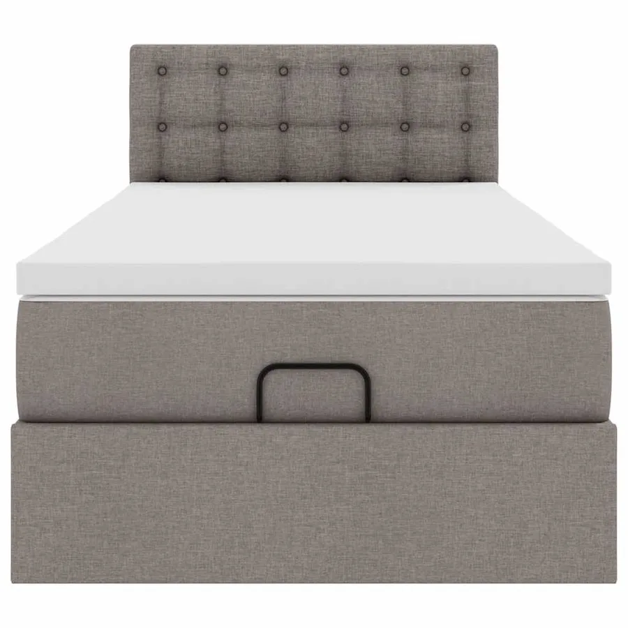 Lit ottoman avec matelas taupe 100x200 cm tissu - 8