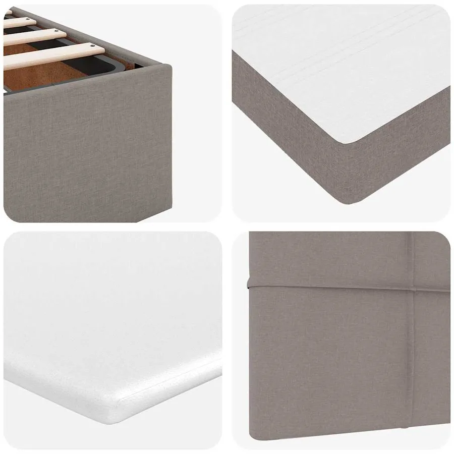 Lit ottoman avec matelas taupe 100x200 cm tissu - 15