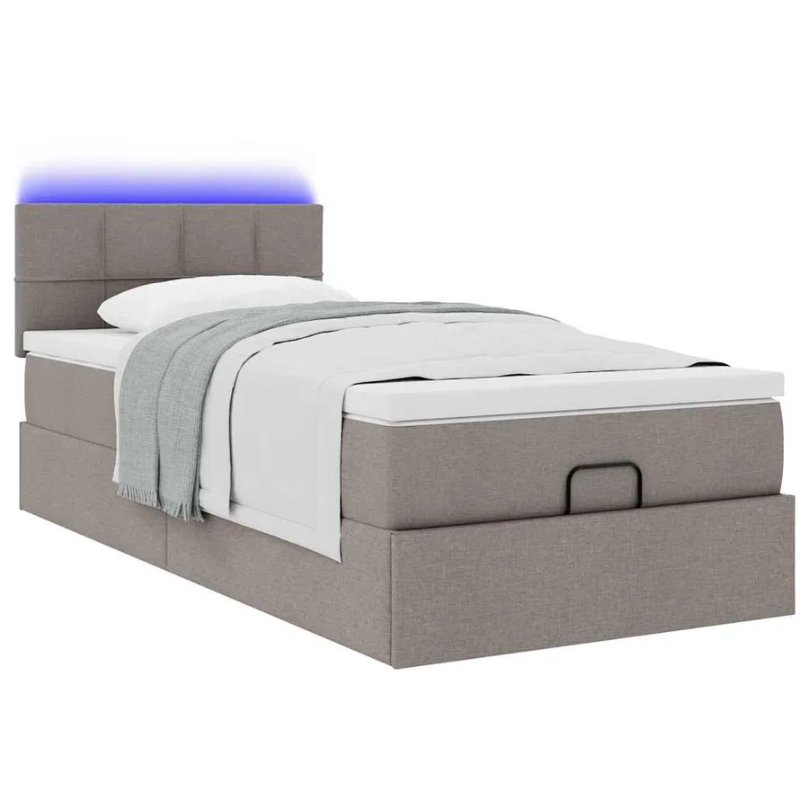 Lit ottoman avec matelas taupe 100x200 cm tissu - 6