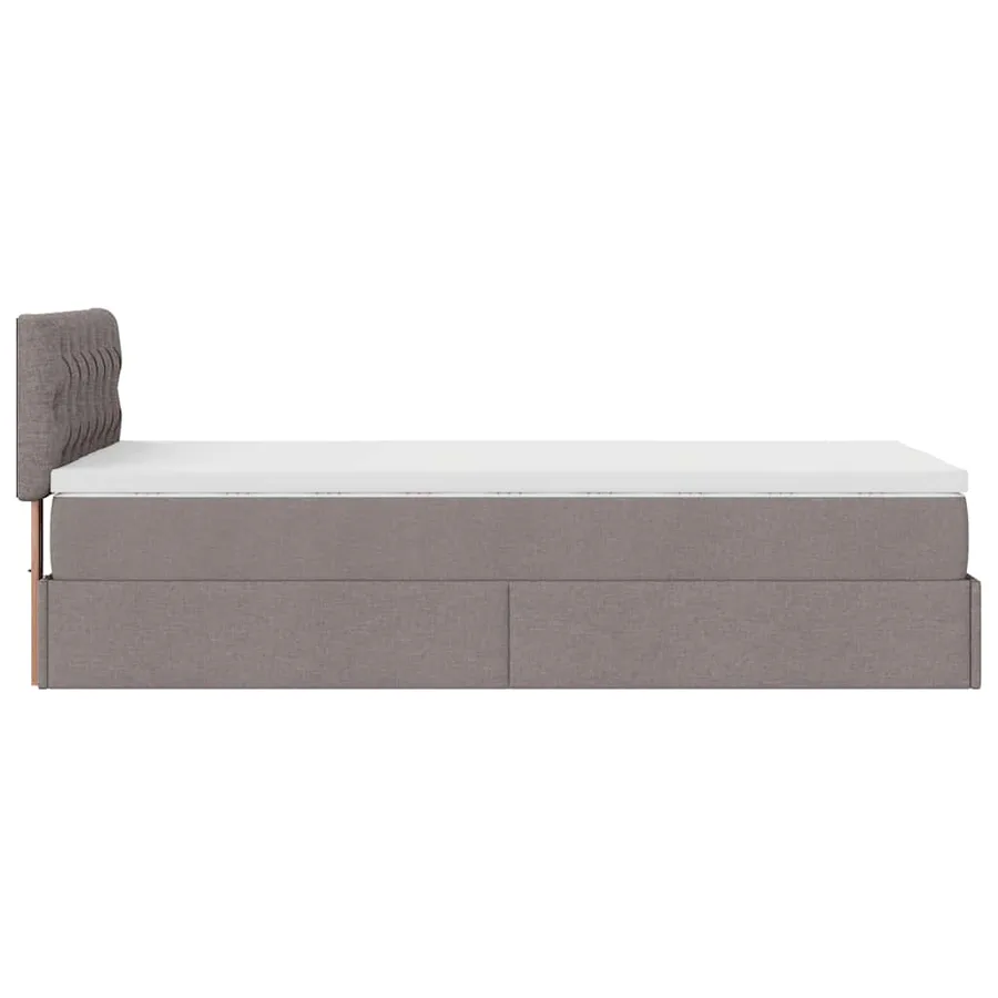 Lit ottoman avec matelas taupe 100x200 cm tissu - 11