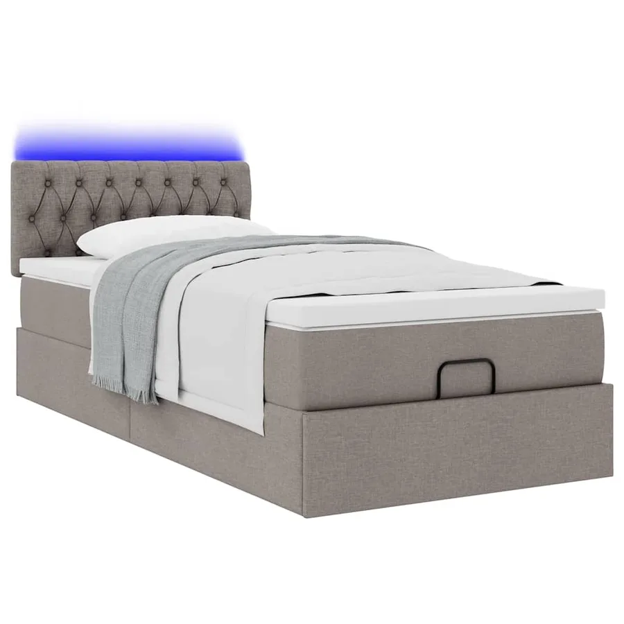 Lit ottoman avec matelas taupe 100x200 cm tissu - 6