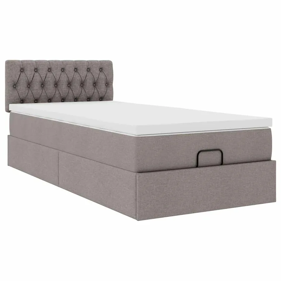 Lit ottoman avec matelas taupe 100x200 cm tissu - 7