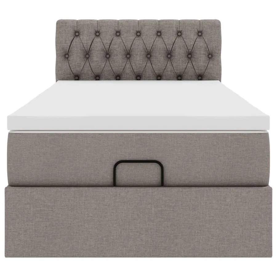 Lit ottoman avec matelas taupe 100x200 cm tissu - 8