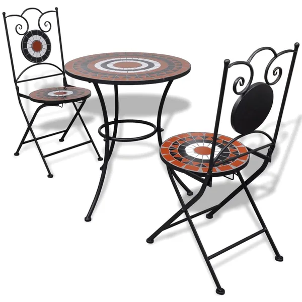 Mobilier de bistro 3 pcs Carreau céramique Terre cuite et blanc