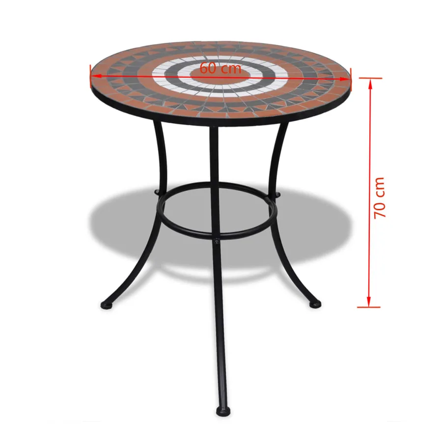 Mobilier de bistro 3 pcs Carreau céramique Terre cuite et blanc - 11