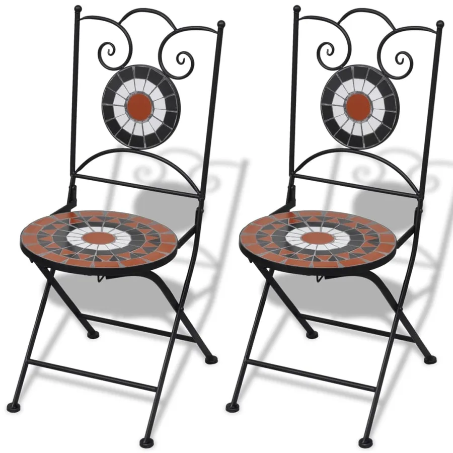 Mobilier de bistro 3 pcs Carreau céramique Terre cuite et blanc - 9