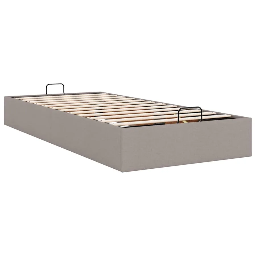Cadre de lit ottoman sans matelas taupe 100x200 cm tissu - 9