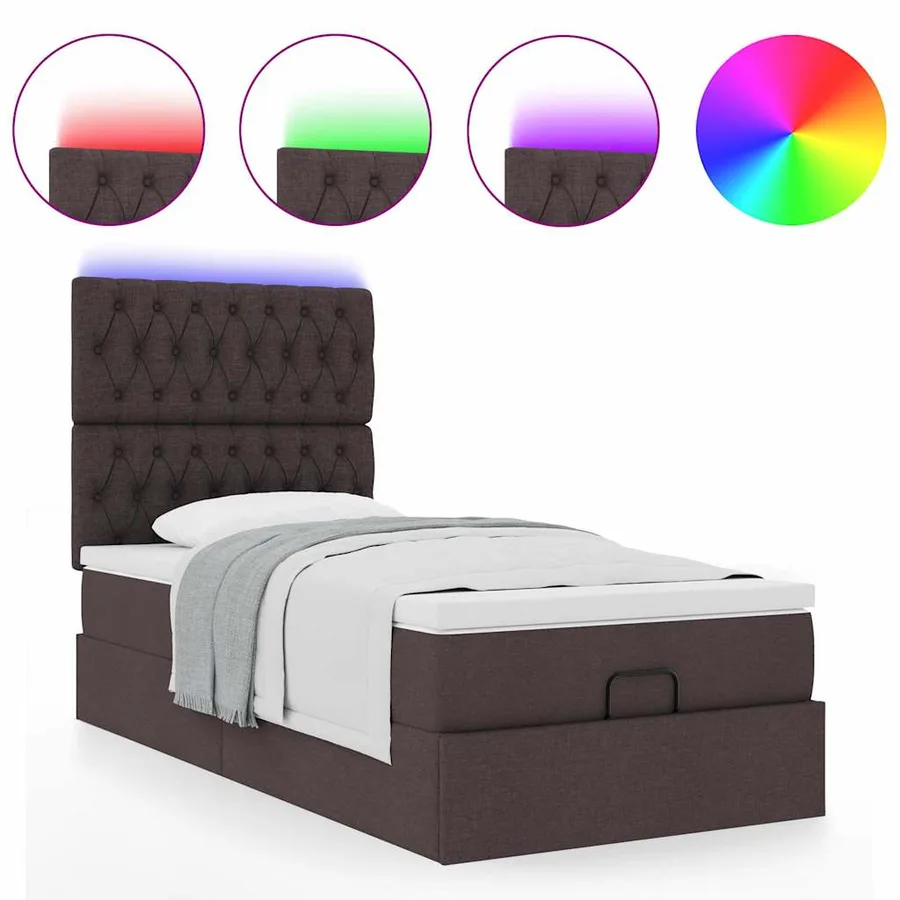 Cadre de lit ottoman avec matelas marron foncé 100x200 cm tissu - 5