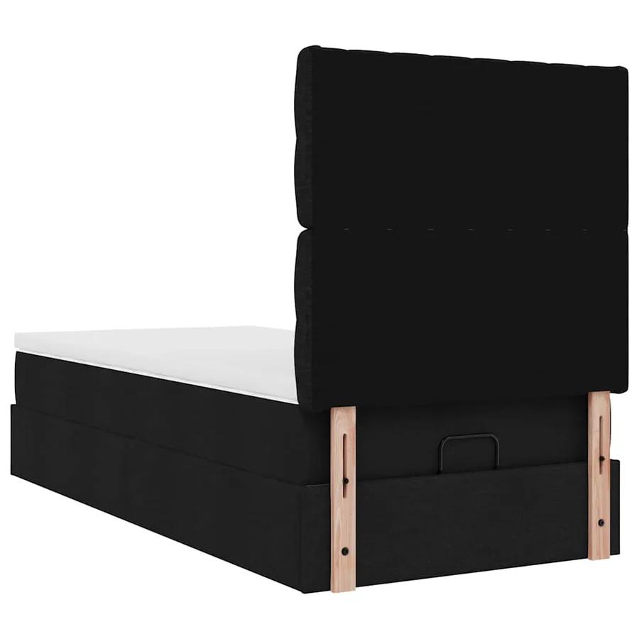 Lit ottoman avec matelas noir 100x200 cm tissu - 11