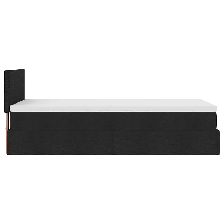 Lit ottoman avec matelas noir 100x200 cm tissu - 11