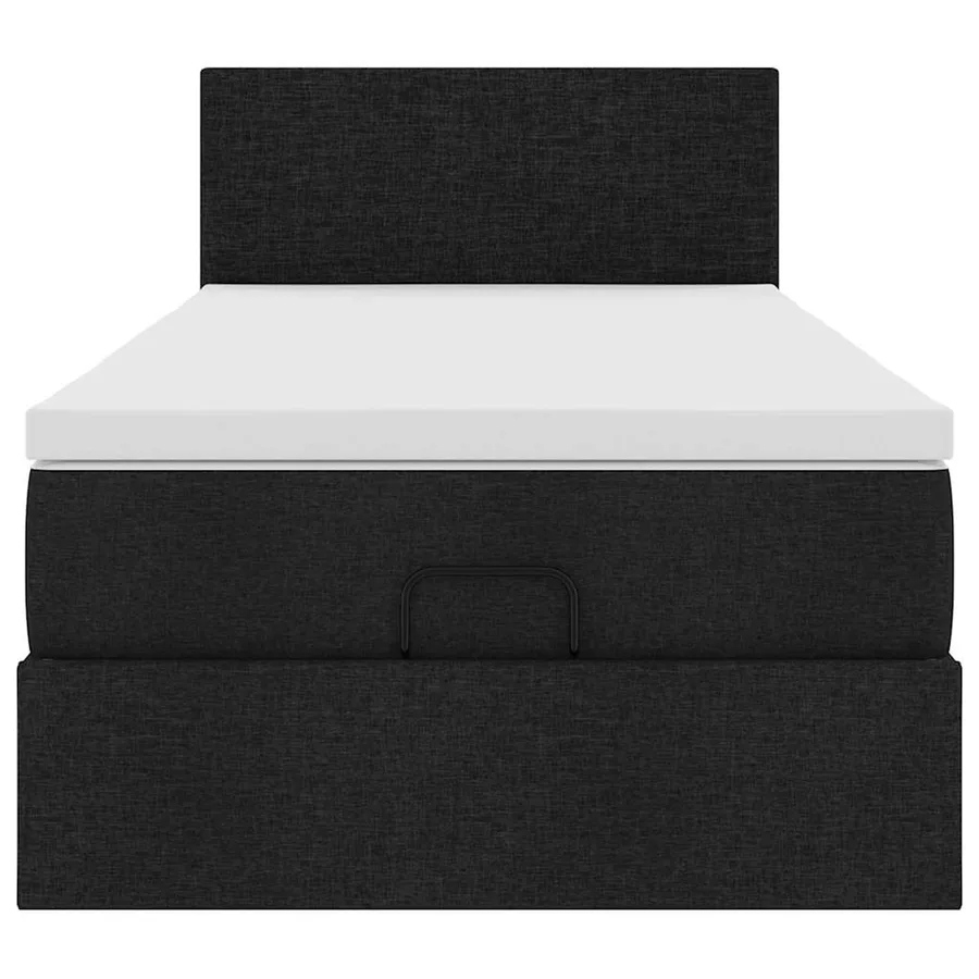 Lit ottoman avec matelas noir 100x200 cm tissu - 8