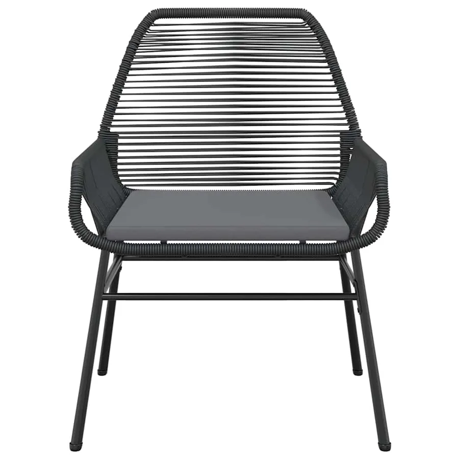 Ensemble à manger de jardin coussins 7pcs noir poly rotin verre - 5
