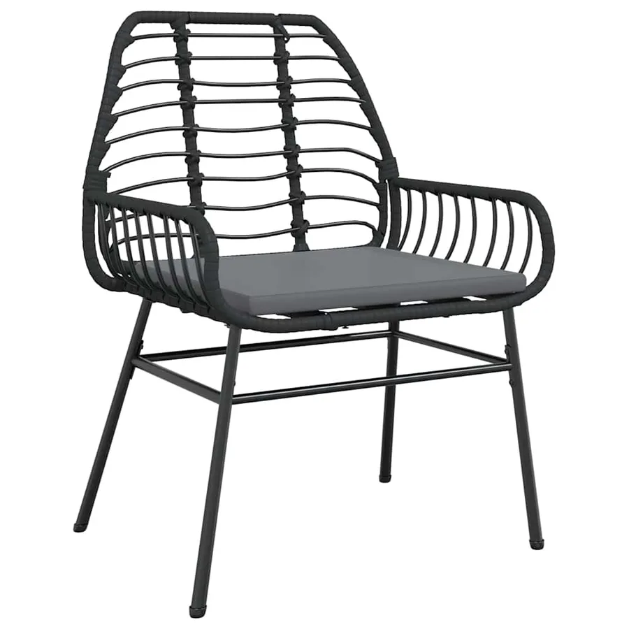 Ensemble à manger de jardin coussins 7pcs noir poly rotin verre - 4