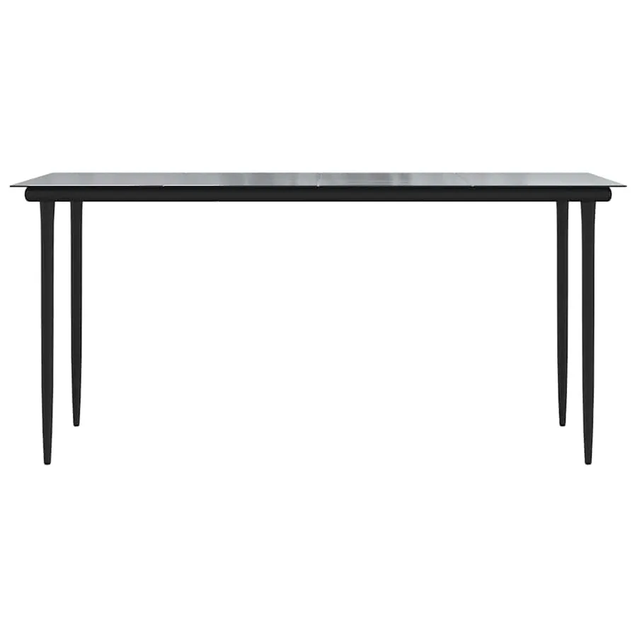 Ensemble à manger de jardin coussins 7pcs noir poly rotin verre - 8