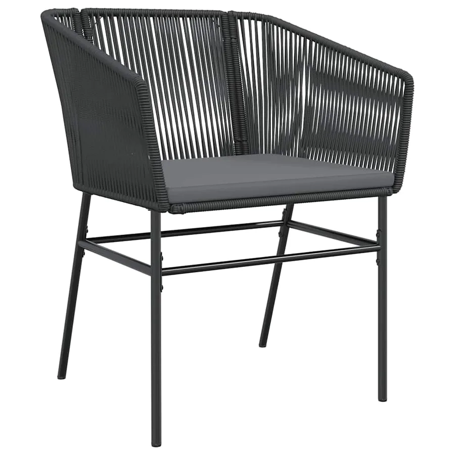 Ensemble à manger de jardin coussins 9pcs noir poly rotin verre - 6