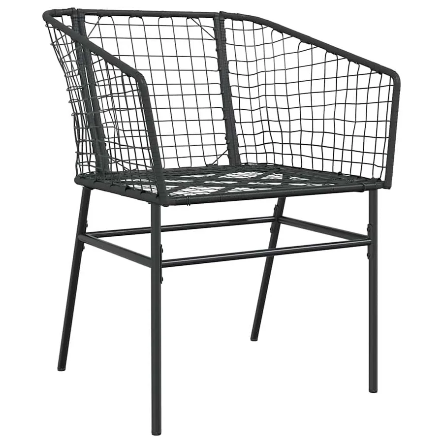 Ensemble à manger de jardin 7pcs noir poly rotin verre - 4
