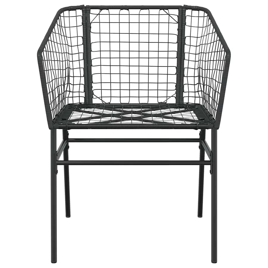 Ensemble à manger de jardin 7pcs noir poly rotin verre - 5