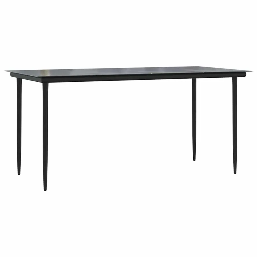 Ensemble à manger de jardin 7pcs noir poly rotin verre - 6
