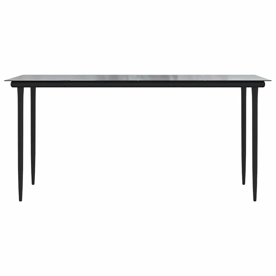 Ensemble à manger de jardin 7pcs noir poly rotin verre - 7