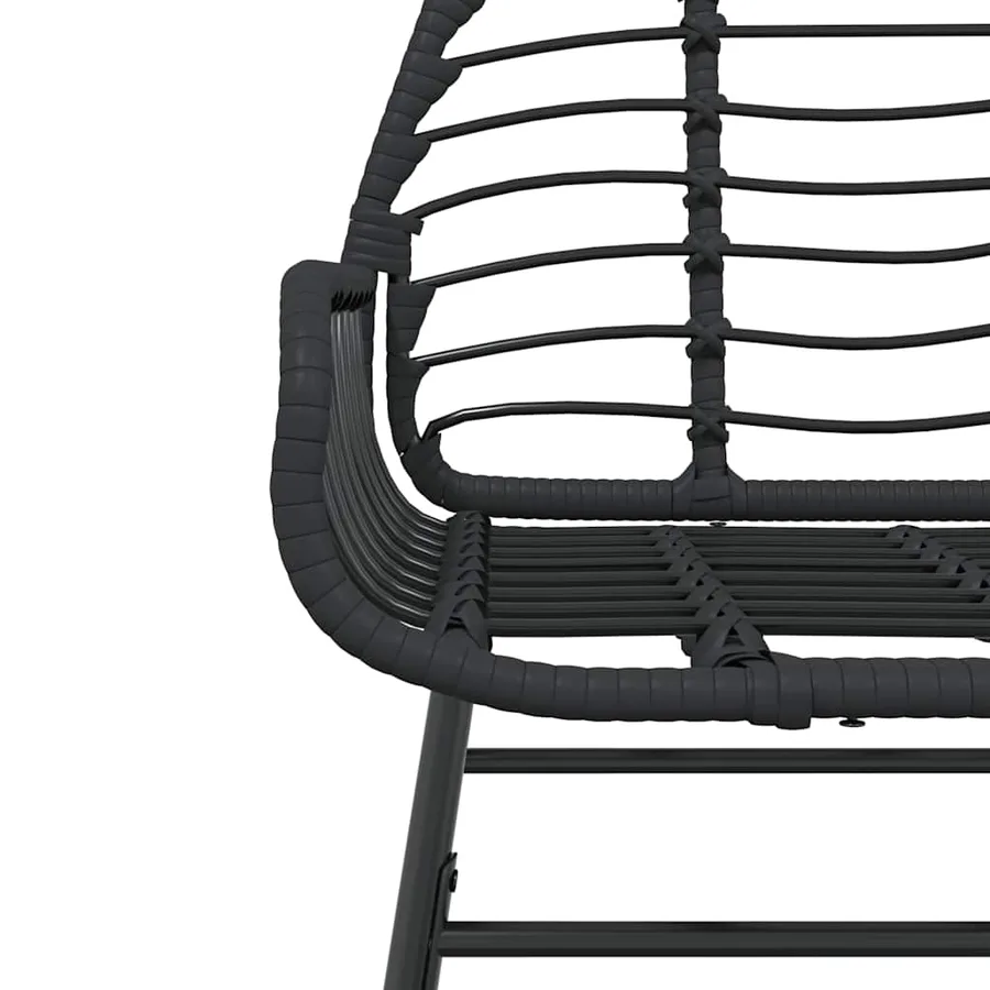 Ensemble à manger de jardin 7pcs noir poly rotin verre - 6