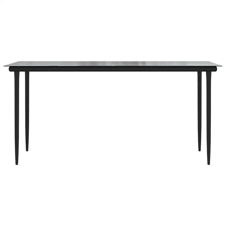 Ensemble à manger de jardin 7pcs noir poly rotin verre - 8