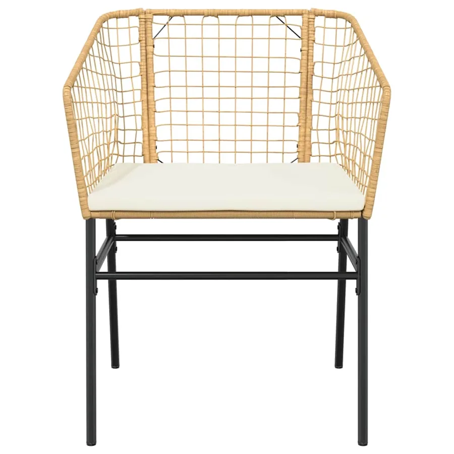 Ensemble à manger jardin coussins 5pcs marron poly rotin verre - 5