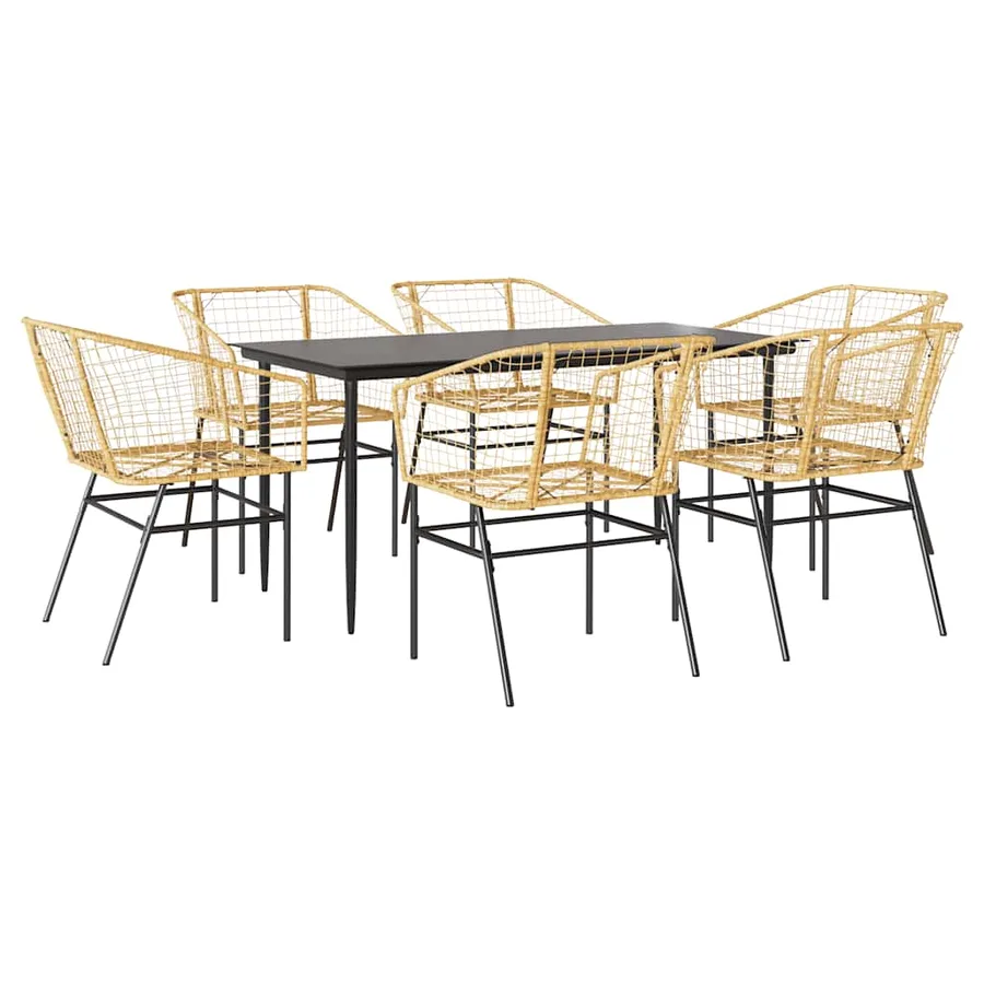 Ensemble à manger jardin 7pcs marron rpoly otin verre - 2