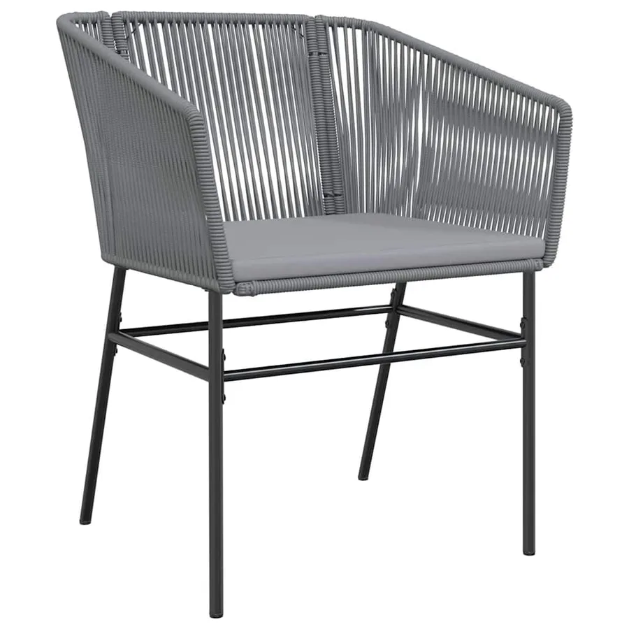 Ensemble à manger jardin coussins 5 pcs gris poly rotin verre - 4