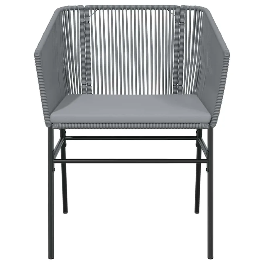 Ensemble à manger jardin coussins 5 pcs gris poly rotin verre - 5