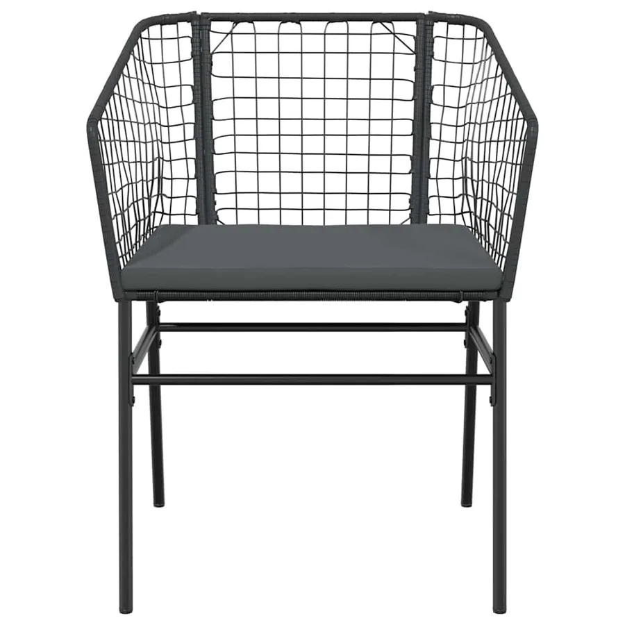 Ensemble à manger de jardin coussins 9pcs noir poly rotin verre - 6