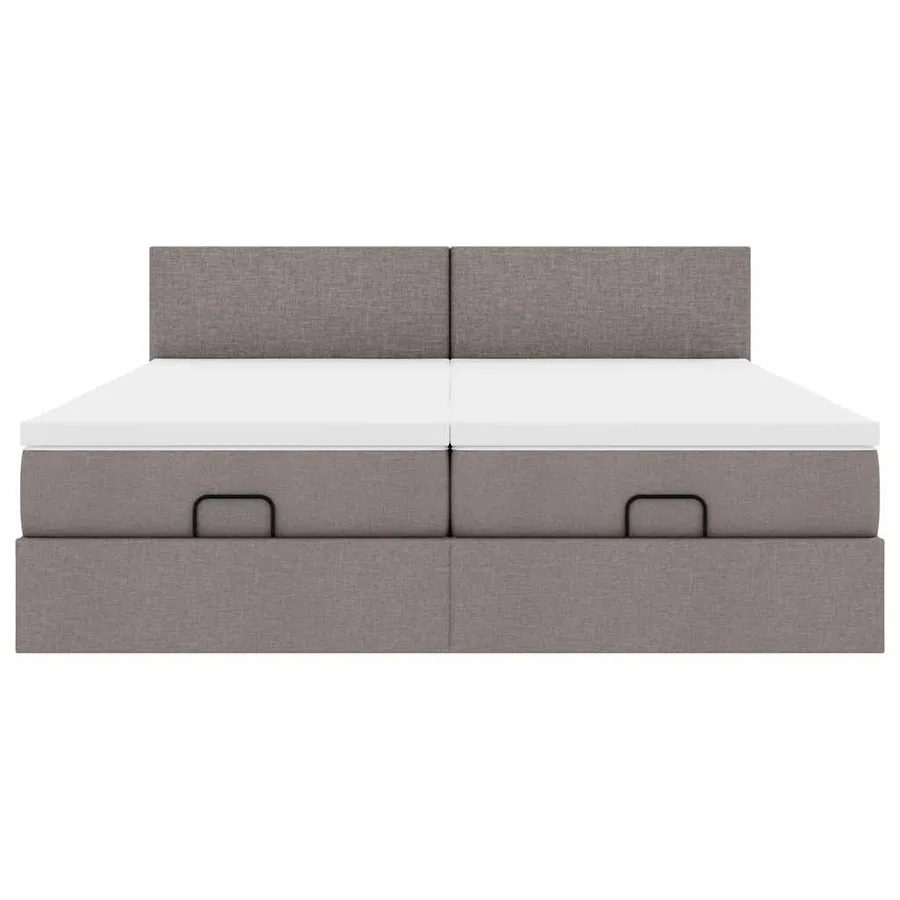 Cadre de lit ottoman avec matelas taupe 200x200cm tissu - 7