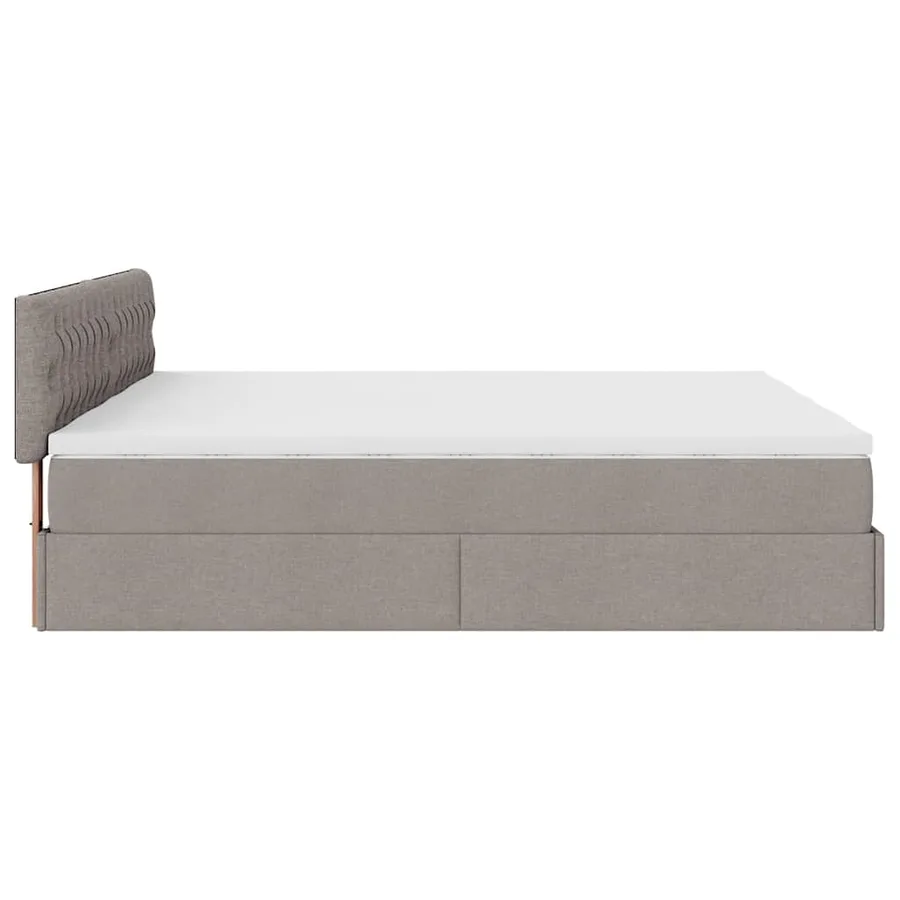 Cadre de lit ottoman avec matelas taupe 200x200cm tissu - 11