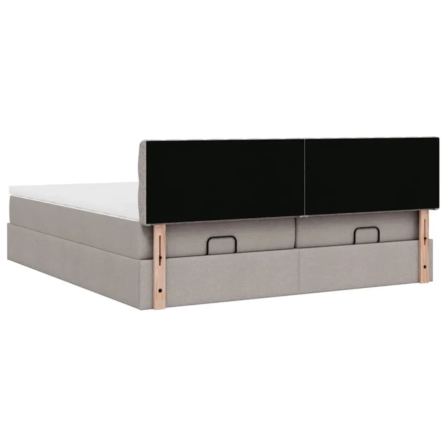 Cadre de lit ottoman avec matelas taupe 200x200cm tissu - 12