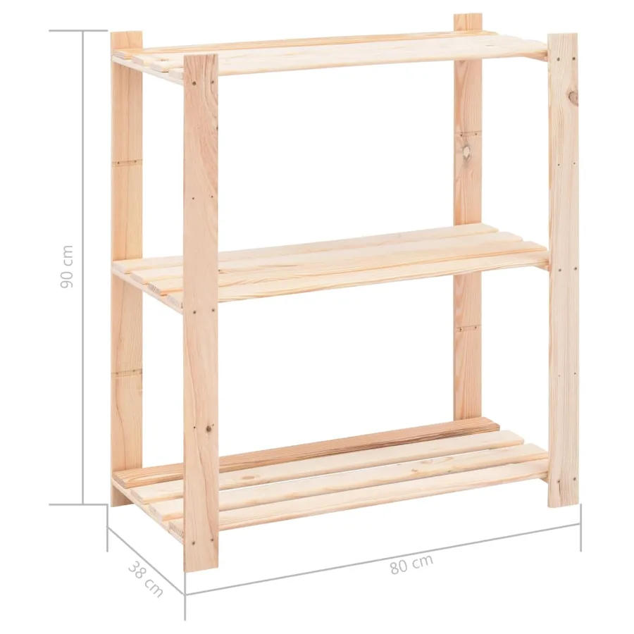 Étagères de rangement à 3 niveaux 2 pcs 80x38x90 cm Pin 150 kg - 8