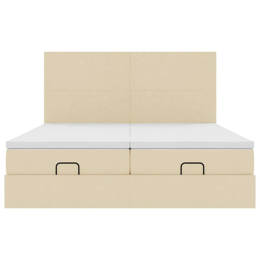 Cadre de lit ottoman avec matelas crème 200x200cm tissu - 8