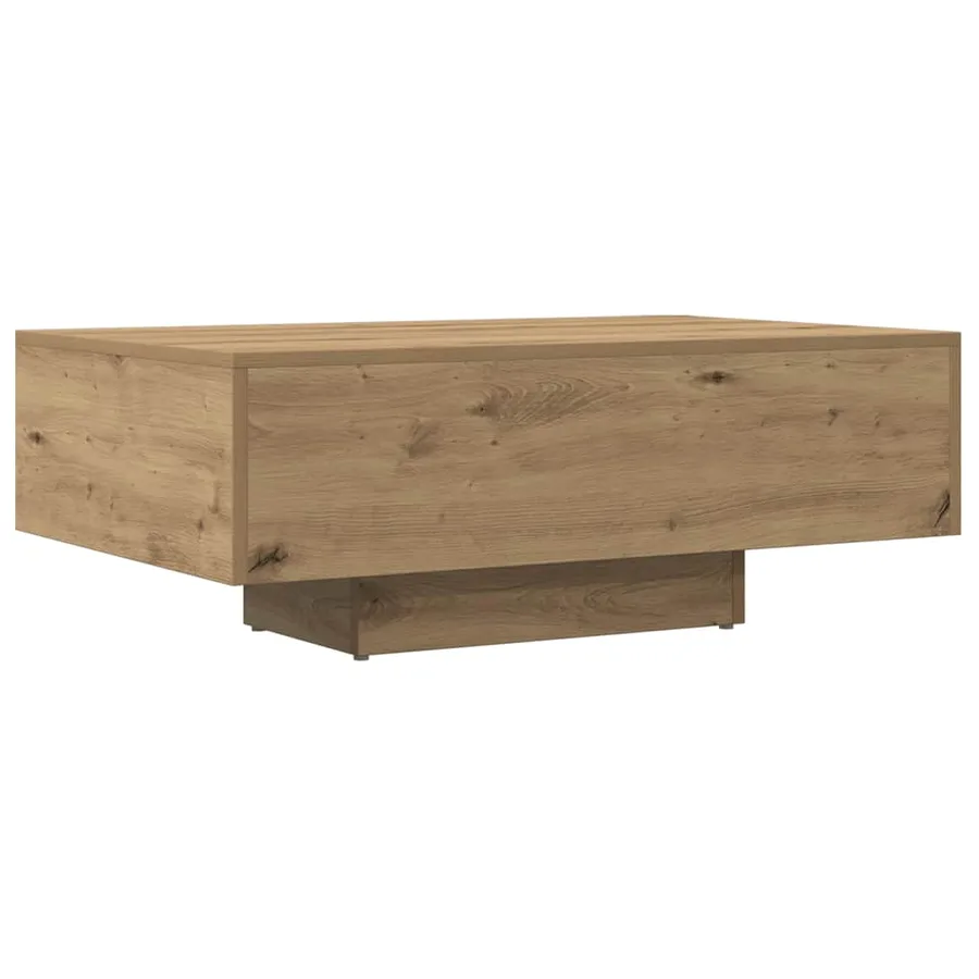 Table basse chêne artisanal 85x55x31 cm bois d'ingénierie - 2