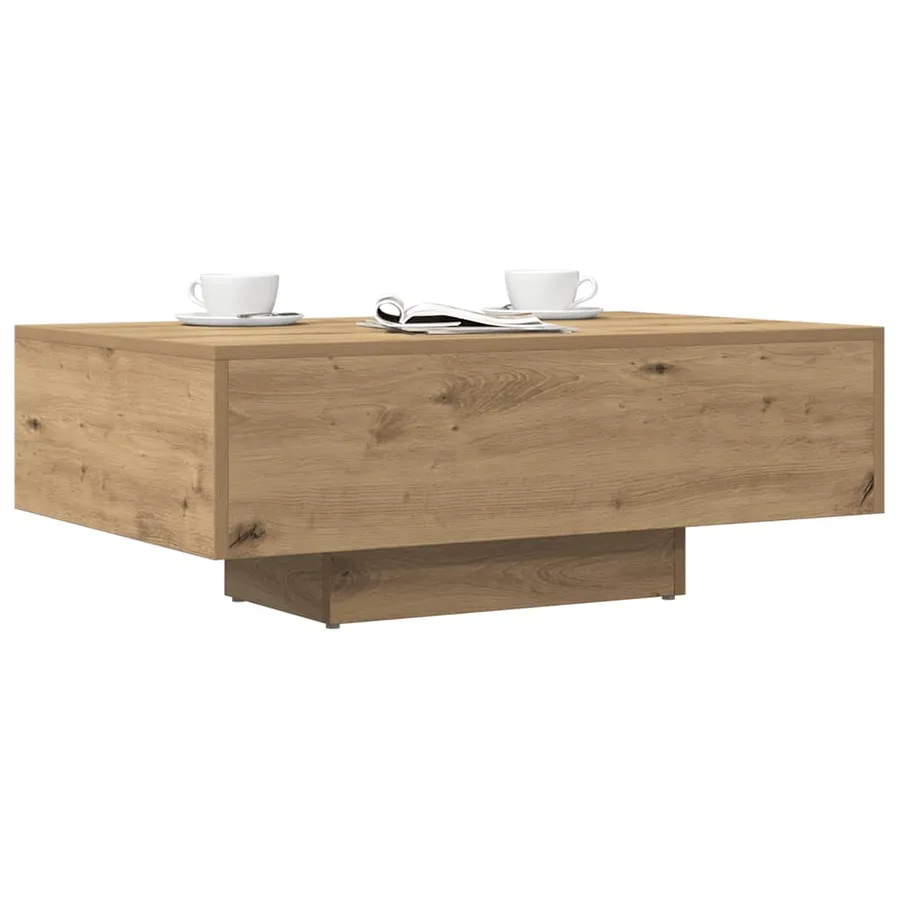 Table basse chêne artisanal 85x55x31 cm bois d'ingénierie - 3
