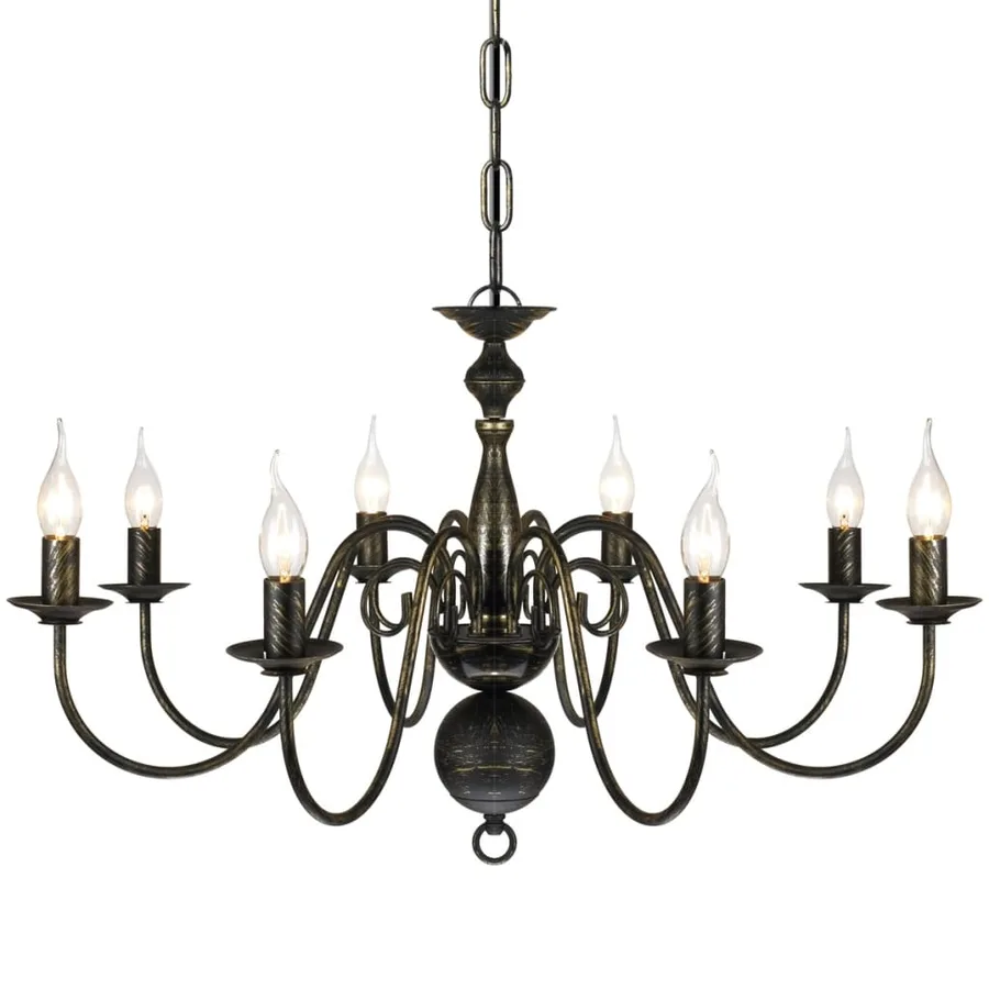 Lustre en métal noir antique 8 x E14 ampoules - 4