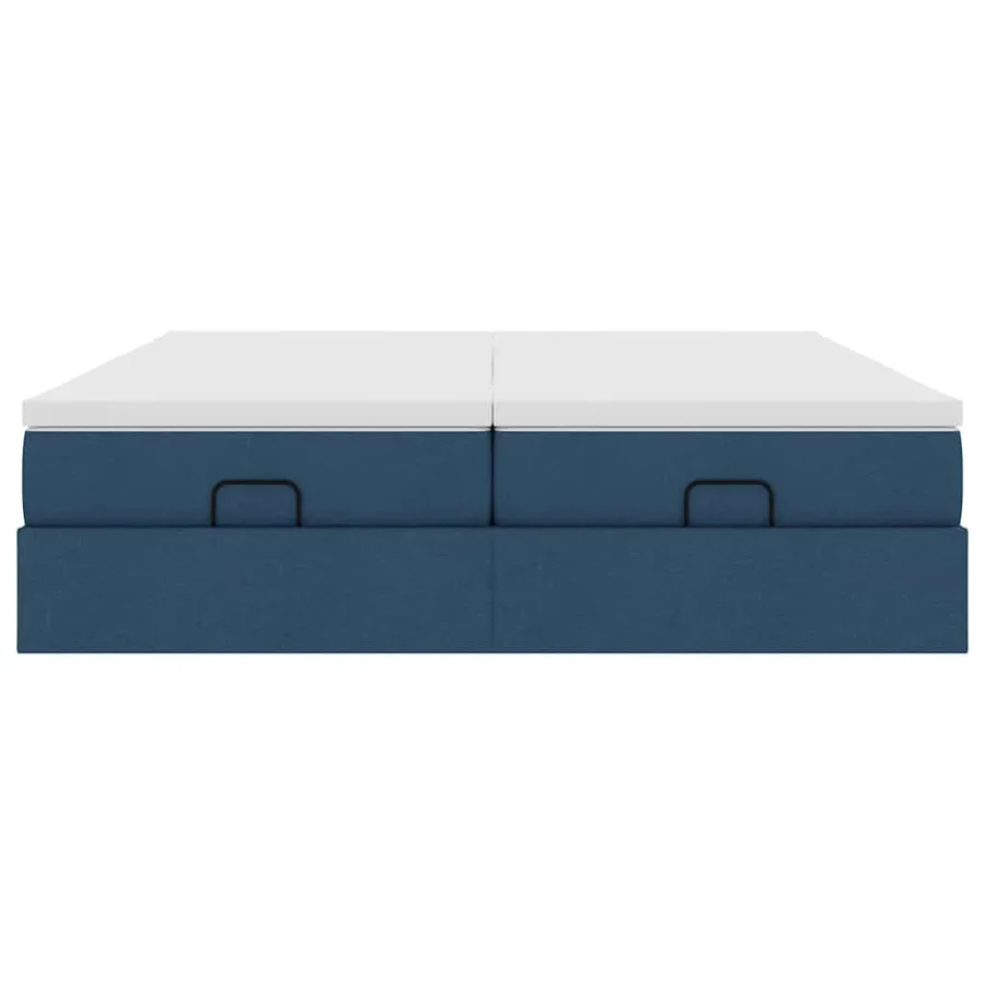 Cadre de lit ottoman avec matelas bleu 200x200cm tissu - 7