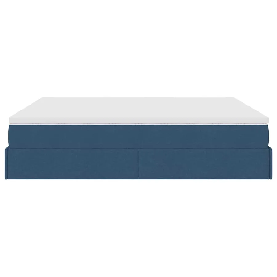 Cadre de lit ottoman avec matelas bleu 200x200cm tissu - 9