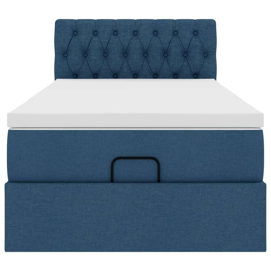 Lit ottoman avec matelas et LED Bleu 100x200 cm Tissu - 8