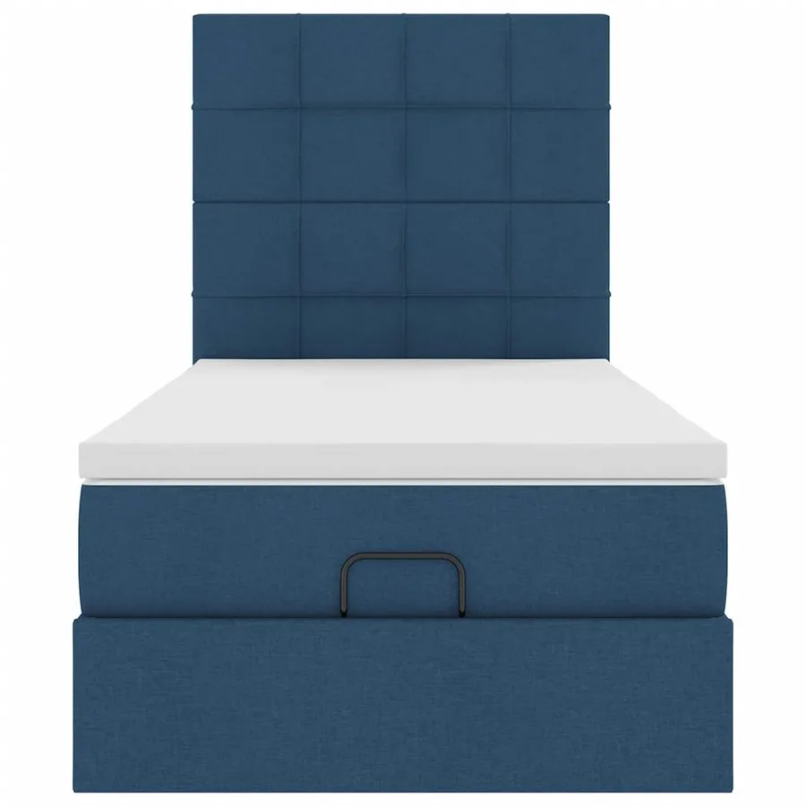 Lit ottoman avec matelas et LED Bleu 100x200 cm Tissu - 8