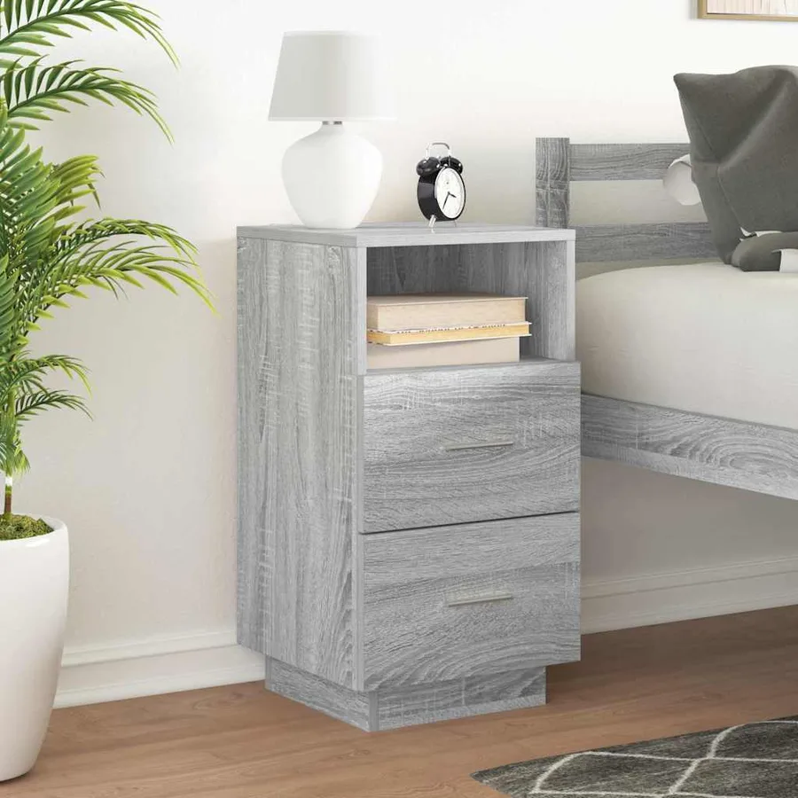 Table de chevet avec 2 tiroirs sonoma gris 36x36x68 cm - 3