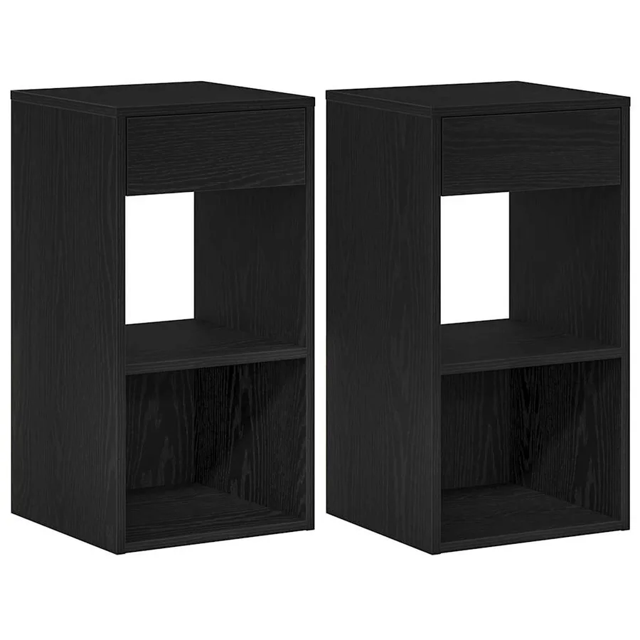 Tables de chevet avec tiroir 2 pcs chêne noir 35x34x66,5 cm - 2