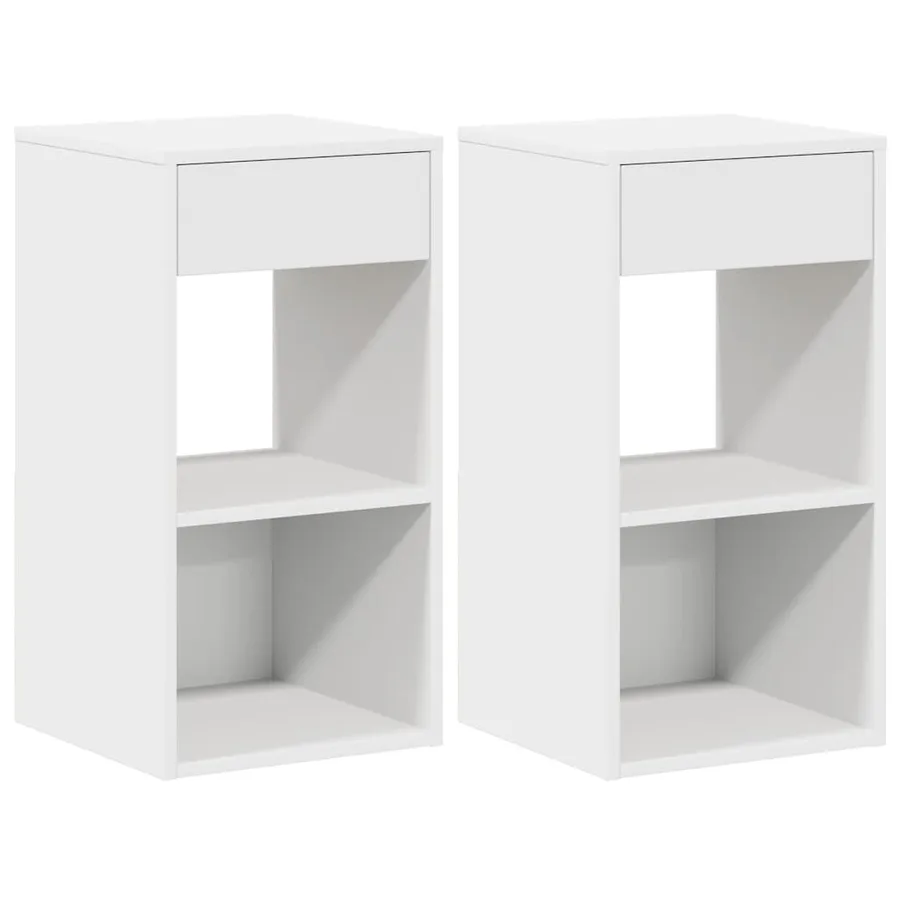 Tables de chevet avec tiroir 2 pcs blanc 35x34x66,5 cm - 2